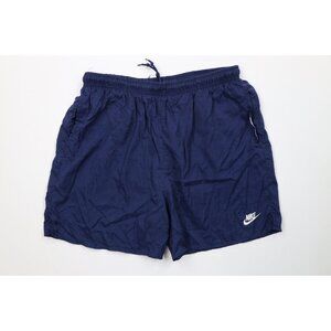 Vtg 90s Nike Mens Medium Travis Scott Big Swoosh Lined Shorts Swim Trunks Blue